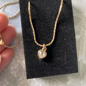 Dior Gold Heart Necklace with Crystal Accent